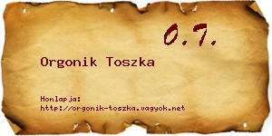 Orgonik Toszka névjegykártya